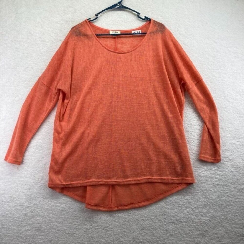 Umgee USA Womens Tunic Blouse Size Medium Coral Orange Long Sleeve Lightweight